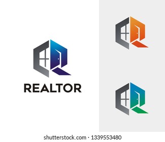 Letter R property logo concept with hexagonal shape