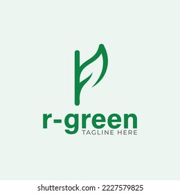 letter r - pure green logo, r + leaf logo - letter mark, monogram - eco friendly, Green Pakistan