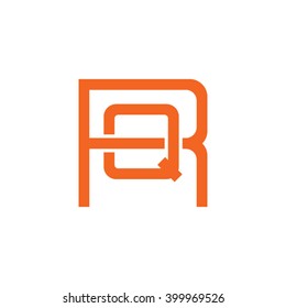 letter R and Q monogram square shape logo orange