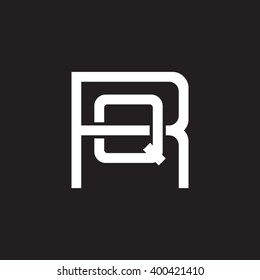 letter R and Q monogram square shape logo white black background