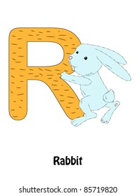 Letter "R" and rabbit - alphabet for children