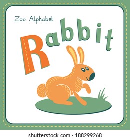 Letter R - Rabbit . Alphabet with cute animals. Vector illustration. Other letters from this set are available in my portfolio.