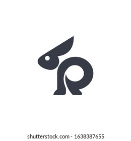 Letter R for Rabbit logo, abstract logo vector design
