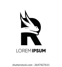 Letter R Rabbit Run Logo Design Vector Image Icon Graphic Emblem Symbol Illustration