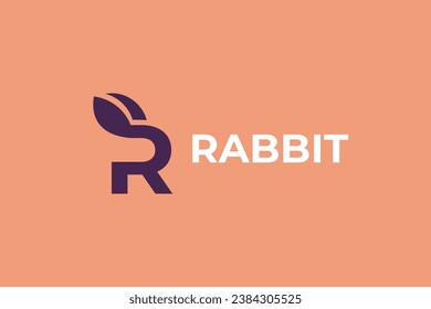 letter r rabbit vector template logo design