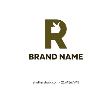 Letter R Rabit Logo unique design combination letter R and rabbit
