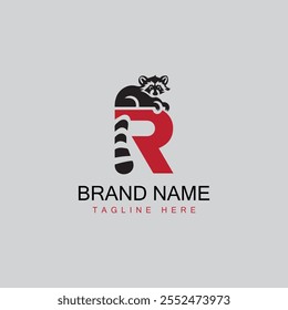 letter r raccoon vector template logo and icon design
