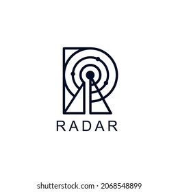 letter r radar vector stock logo design