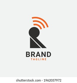 letter r and radio business logo icon design template