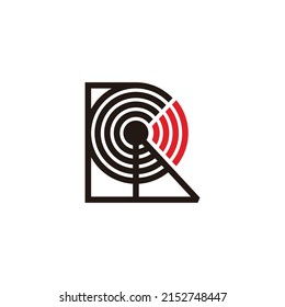 letter r radio signal aerial tower antenna symbol logo vector