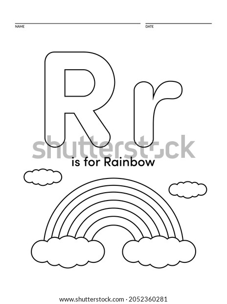 Letter R Rainbow Alphabet Learning Worksheet Stock Vector (Royalty Free ...