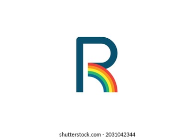 letter R rainbow logo colorful design vector graphic