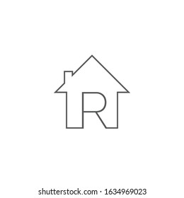 letter R real estate icon , minimal logo design - vector 