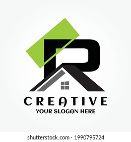 Letter R real estate logo. Building symbol 