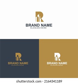 Letter R Real Estate Logo. Construction Architecture Building Logo Design Template Element