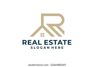 Letter r real estate logo design