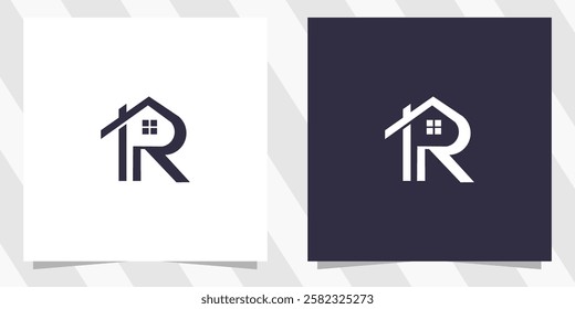 letter r with real estate logo design