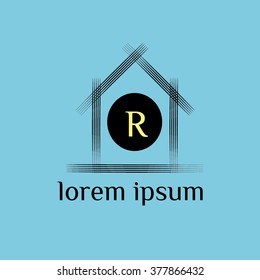 Letter R real estate vector logo (sign, symbol, icon) template