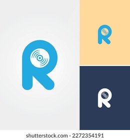 Letter R Record Logo Design Vector