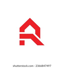 letter r red home basement logo vector 
