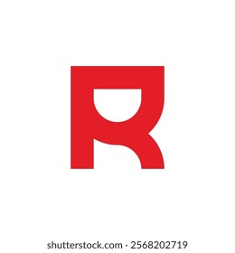 letter r red simple geometric logo vector 