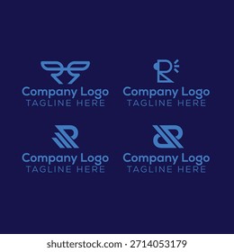 Letra R Reflexión Monograma Diseño de Logo