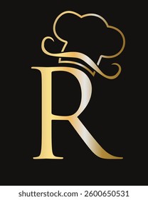 Letter R Restaurant Logo Concept With Chef Hat Symbol Vector Template
