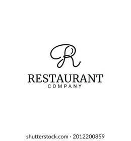 Letter R restaurant logo template vector illustration