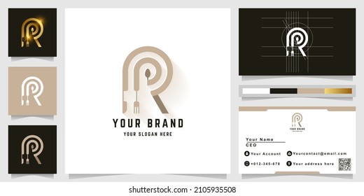Logo de monograma de carta R o restaurante con diseño de tarjeta de visita