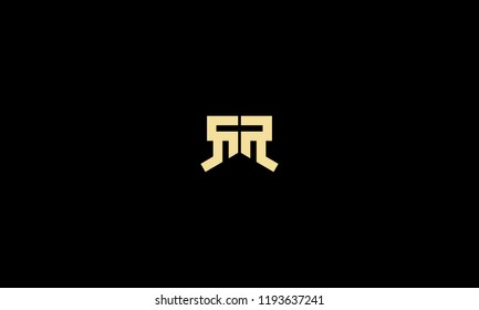LETTER R AND R RETRO LOGO WITH NEGATIVE SPACE EFFECT FOR ILLUSTRATION OR LOGO DESIGN USE
