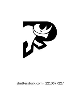 letter R with rhino logo design vector