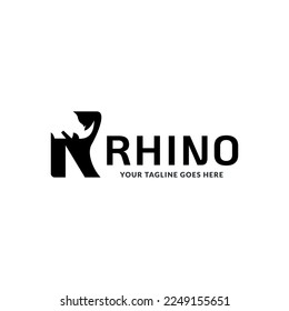 letter r rhino logo vector art template.