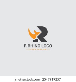 Carta R Rhino Logo.flat design modelo de logotipo, ilustração vetorial