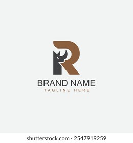 Carta R Rhino Logo.flat design modelo de logotipo, ilustração vetorial