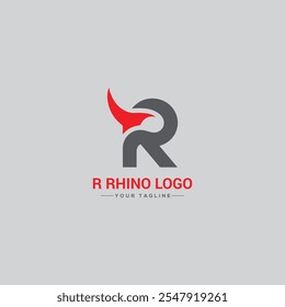 Carta R Rhino Logo.flat design modelo de logotipo, ilustração vetorial