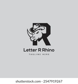 Carta R Rhino Logo.flat design modelo de logotipo, ilustração vetorial