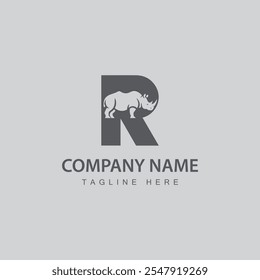 Letra R Rhino Logo.flat diseño logo Plantilla, Ilustración vectorial