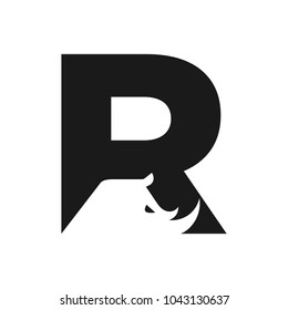 Letter R and Rhino vector logo.