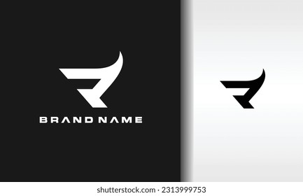 letter R rhinoceros horn logo