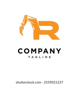 Letter R Ripper Excavator Logo Icon Vector