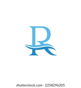 letter r river wavy simple logo vector 