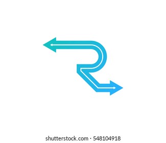 Letter R Road Arrow Logo Design Element