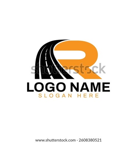 Letter R with road icon vector design