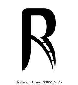 letter r road logo design vector illustration