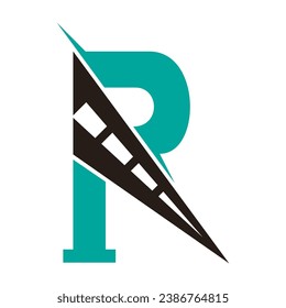 letter r road logo design vector illustration