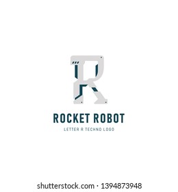 Letter R Robot techno logo, logotype identity initial symbol sign alphabet for tech machine, website, or robot logo