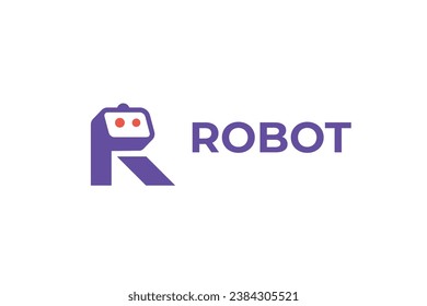 letter r robot vector template logo design