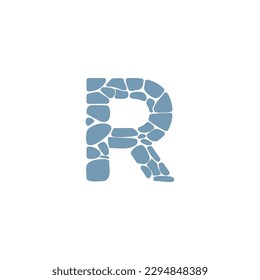 letter r rock shape logo design concept idea