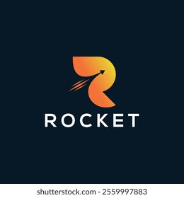 Letter R rocket logo design vector template