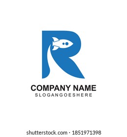 Vector de diseño de plantilla de logotipo de cohete Carta R